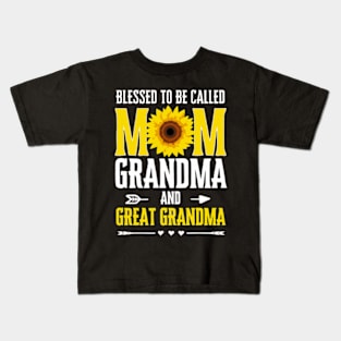 Blessed To Be Called Mom Grandma Great Grandma Mother's Day Kids T-Shirt